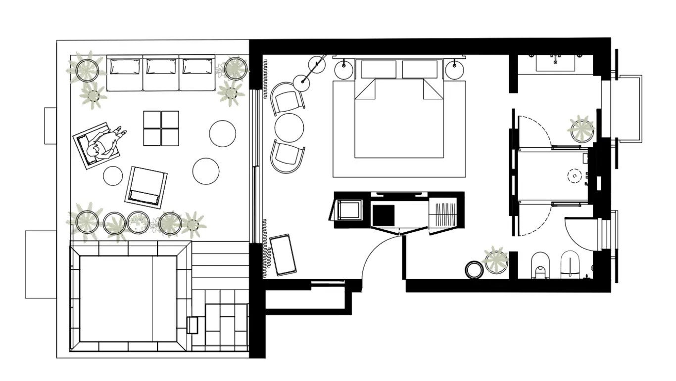 Floor plan of the Casa Privada: Terrace Suite